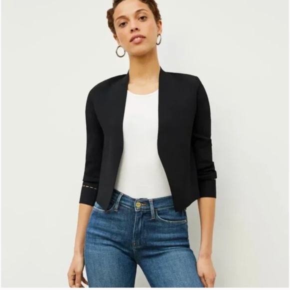 MM Lafleur Sweaters - NWT MM LAFLEUR Sant Ambroeus Jardigan Open Cardigan in Black Size +2